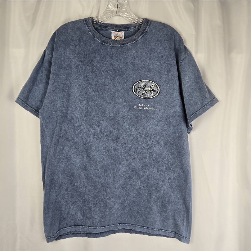 Vintage Yacht Club Blue Aruba Dutch Caribbean T-shirt Tee Mens Size Medium